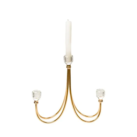 Candle Holder Romimex Golden Metal Glass 26 x 28 x 8 cm by Romimex, Candelabras and candle holders - Ref: D1628898, Price: 49...