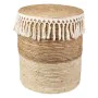 Stool Romimex White Natural Natural Fibre 33 x 39 x 33 cm With tassles by Romimex, Sofas and chairs - Ref: D1628916, Price: 7...