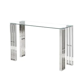 Console Romimex Silver Stainless steel Tempered glass 120 x 78 x 40 cm by Romimex, Tables - Ref: D1629036, Price: 366,55 €, D...