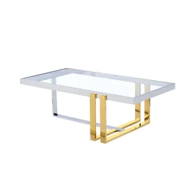 Table Basse Romimex Doré Argenté Acier inoxydable Verre trempé 120 x 40 x 60 cm de Romimex, Tables - Réf : D1629038, Prix : 4...