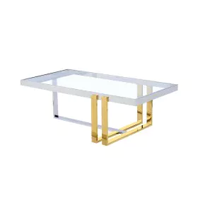 Mesa de Centro Romimex Dorado Plateado Acero Inoxidable Vidrio templado 120 x 40 x 60 cm de Romimex, Mesas - Ref: D1629038, P...