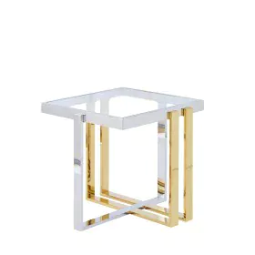 Mesa auxiliar Romimex Dorado Plateado Acero Inoxidable Vidrio templado 55 x 55 x 55 cm de Romimex, Mesas - Ref: D1629039, Pre...