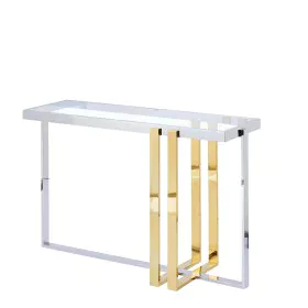 Console Romimex Golden Silver Stainless steel Tempered glass 120 x 78 x 40 cm by Romimex, Tables - Ref: D1629040, Price: 504,...