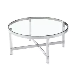 Table Basse Romimex Argenté verre Acier inoxydable 90 x 40 x 90 cm Ronde de Romimex, Tables - Réf : D1629041, Prix : 492,66 €...