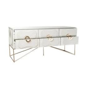 Buffet Romimex Blanc Doré Métal Bois MDF 120 x 54 x 38 cm de Romimex, Buffets, crédences et vaisseliers - Réf : D1629044, Pri...