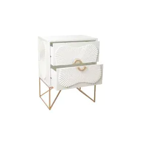 Buffet Romimex Blanc Doré Métal Bois MDF 48 x 64 x 35 cm de Romimex, Buffets, crédences et vaisseliers - Réf : D1629046, Prix...