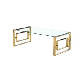 Table Basse Romimex Doré Acier inoxydable Verre trempé 120 x 40 x 60 cm de Romimex, Tables - Réf : D1629047, Prix : 360,51 €,...