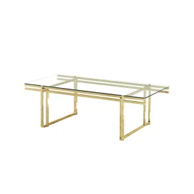 Mesa de Centro Romimex Dourado Aço inoxidável Vidro temperado 140 x 45 x 70 cm de Romimex, Jogos de móveis - Ref: D1629050, P...