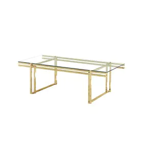 Centre Table Romimex Golden Stainless steel Tempered glass 140 x 45 x 70 cm by Romimex, Tables - Ref: D1629050, Price: 534,67...