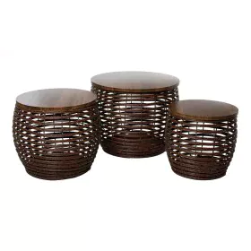 Tables set Romimex Brown Wood Fibre 3 Pieces by Romimex, Tables - Ref: D1629081, Price: 148,71 €, Discount: %