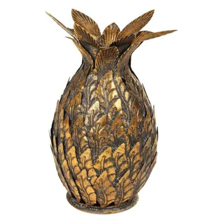 Pot à Bougie Alexandra House Living Doré Fer 15 x 26 x 15 cm Ananas de Alexandra House Living, Bougeoirs et chandeliers - Réf...