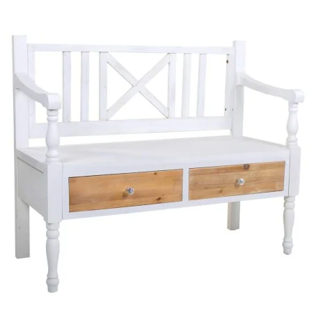 Bench Alexandra House Living White Natural Wood Fir wood 48 x 87 x 104 cm With boxes by Alexandra House Living, Benches - Ref...