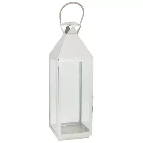 Farol Alexandra House Living Plata Vidrio Acero Inoxidable 23 x 72 x 24 cm de Alexandra House Living, Candelabros y portavela...