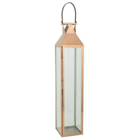 Farol Alexandra House Living Cobre Vidrio Acero Inoxidable 18 x 92 x 19 cm de Alexandra House Living, Candelabros y portavela...