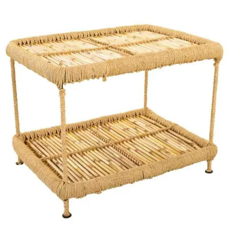 Mesa de Centro Alexandra House Living Natural Bambu Corda Ferro 38 x 37 x 49 cm 1 Prateleiras de Alexandra House Living, Jogo...