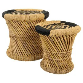 Set of stools Alexandra House Living Black Natural Bamboo Rope 38 x 38 x 38 cm 2 Pieces by Alexandra House Living, Sofas and ...