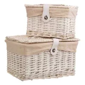 Set di Due Bauli Alexandra House Living Bianco Legno di salice 30 x 23 x 40 cm di Alexandra House Living, Scatole e cassapanc...