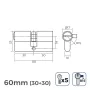 Cylindre de sécurité EDM R15 Came longue Doré Laiton 60 x 30 x 17 mm de EDM, Cylindres de serrures - Réf : S7901918, Prix : 1...