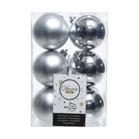 Bolas de Natal Decoris 12 Unidades Prateado Prata Plástico Ø 6 cm de Decoris, Natal - Ref: S7902044, Preço: 7,05 €, Desconto: %