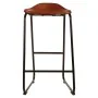 Stool Alexandra House Living Brown Black Leather Iron 46 x 80 x 46 cm by Alexandra House Living, Sofas and chairs - Ref: D163...