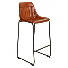 Stool Alexandra House Living Brown Black Leather Iron 50 x 106 x 46 cm by Alexandra House Living, Sofas and chairs - Ref: D16...