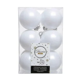 Bolas de Natal Decoris 12 Unidades Branco Plástico Ø 6 cm de Decoris, Natal - Ref: S7903782, Preço: 7,05 €, Desconto: %