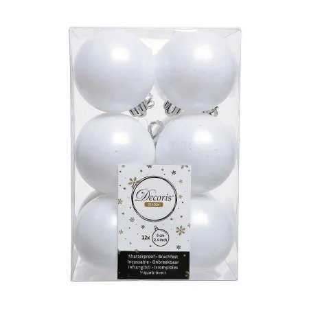 Boules de Noël Decoris 12 Unités Blanc Plastique Ø 6 cm de Decoris, Noël - Réf : S7903782, Prix : 7,05 €, Remise : %