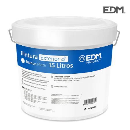 Peinture EDM Blanc Intérieur/Extérieur 15 L 15 L de EDM, Peintures pour bâtiment - Réf : S7906245, Prix : 36,08 €, Remise : %