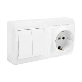 Base de ficha Solera mur36u Schuko Bipolar Duplo Interruptor/Comutador Obturador Branco Superfície 16 A de Solera, Tomadas de...