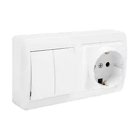 Socle de prise Solera mur36u Schuko Bipolaire Double Interrupteur/Commutateur Obturateur Blanc Surface 16 A de Solera, Prises...