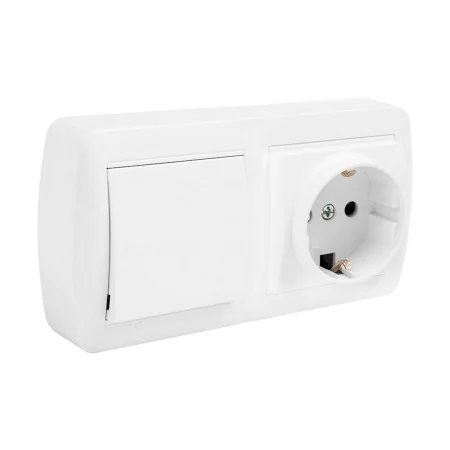 Plug socket Solera mur63u Schuko Bipolar Double Interrupter/Commutator White Surface 16 A by Solera, Schuko sockets - Ref: S7...