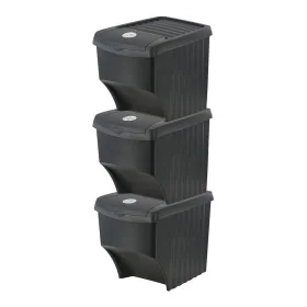 Bucket set Sortibox Black Stackable (3 Units) by Sortibox, Indoor Recycling Bins - Ref: S7908573, Price: 33,14 €, Discount: %