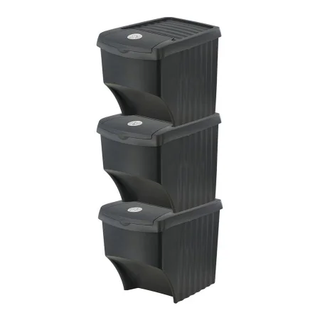 Set de cubos Sortibox Negro Apilable (3 Unidades) de Sortibox, Cubos de reciclaje para el hogar - Ref: S7908573, Precio: 33,1...