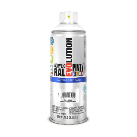 Tinta em spray Pintyplus Evolution RAL 9010 Mate Base de água Pure White 400 ml de Pintyplus, Sprays de pintura - Ref: S79106...