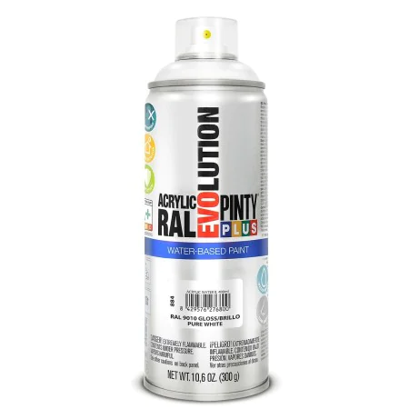 Tinta em spray Pintyplus Evolution RAL 9010 400 ml Base de água Pure White de Pintyplus, Sprays de pintura - Ref: S7910644, P...