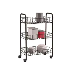 Kitchen Trolley Metaltex Siena Black 3 Shelves Cable (63 x 41 x 23 cm) by Metaltex, Serving Trolleys - Ref: S7911855, Price: ...