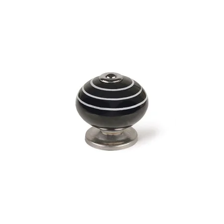 Doorknob Rei e503 Circular Porcelain Black Metal White 4 Units (Ø 40 x 36 mm) by Rei, Knobs - Ref: S7912591, Price: 11,33 €, ...