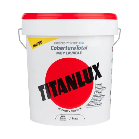 Peinture acrylique Titan 06t100005 Plafond Paroi Lavable Blanc Mat 4 L de Titan, Revêtements et peintures pour toit - Réf : S...