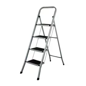 4-step folding ladder EDM Grey Steel (47 x 89 x 128 cm) by EDM, Folding Steps - Ref: S7914091, Price: 53,54 €, Discount: %