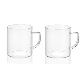 2 Piece Mug Set Andrea House ms19209 Transparent Glass 300 ml 2 x 300 ml Ø 7,5 x 8,5 cm by Andrea House, Cups - Ref: S7921484...