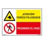 Cartel Normaluz Perros Peligrosos / Prohibido El Paso 60 x 40 cm de Normaluz, Señales de seguridad - Ref: S7922486, Precio: 1...