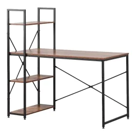 Bureau avec étagère EDM 75196 Noir Bois Métal 121 x 120 x 64 cm de EDM, Bureaux et tables d'ordinateurs - Réf : S7923529, Pri...