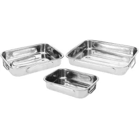 Conjunto de tabuleiros para alimentos Excellent Houseware a12402130 Aço inoxidável 27 x 20 x 6 cm 31 x 23 x 6 cm 36 x 27 x 6 ...