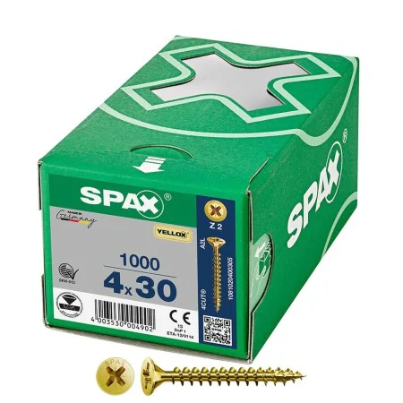 Caixa de parafusos SPAX Yellox Z2 Cabeça plana 4,0 x 30 mm 1000 Unidades de SPAX, Parafusos - Ref: S7925213, Preço: 34,04 €, ...