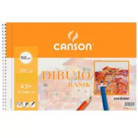 Blocco da disegno Canson Basik Liscio Microforata 150 g 20 Foglie 10 Unità Spirale (32,5 x 46 cm) di Canson, Carta - Rif: S84...