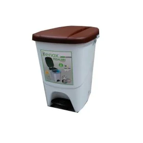 Pedal bin Denox White Brown Rectangular 25 L by Denox, Wastebaskets - Ref: S8419504, Price: 18,27 €, Discount: %