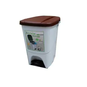 Papeleira com Pedal Denox Branco Castanho Retangular 25 L de Denox, Papeleiras - Ref: S8419504, Preço: 18,27 €, Desconto: %