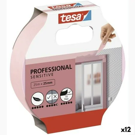 Cinta Adhesiva TESA Professional Sensitive Pintor Rosa 12 Unidades 25 mm x 50 m de TESA, Cintas adhesivas - Ref: S8422990, Pr...