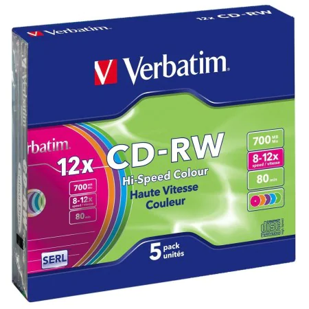 CD-R Verbatim CD-RW Colour 12x 700 MB 12x (5 Units) by Verbatim, Storage consumables - Ref: S8431028, Price: 9,44 €, Discount: %