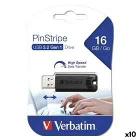 Pendrive Verbatim Pinstripe Black 16 GB (10 Units) by Verbatim, USB flash drives - Ref: S8434208, Price: 54,22 €, Discount: %